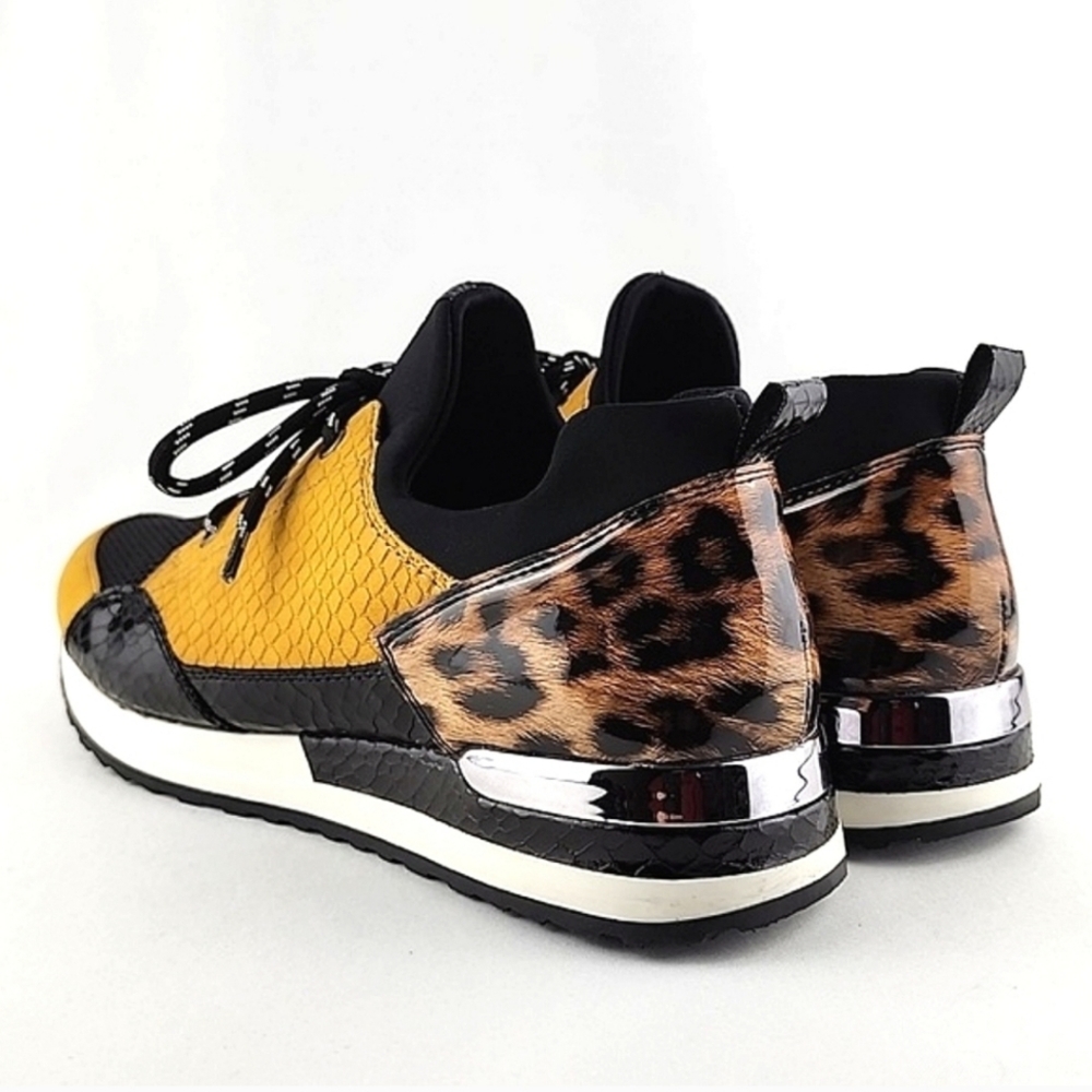 Remonte Women's Lace Up Casual Leopard Print Yellow Black Trainers Shoes 40 - Picture 5 of 16